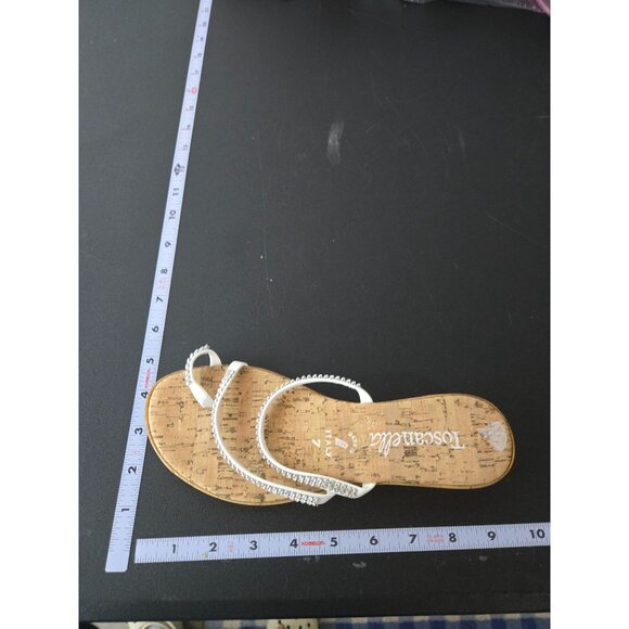 Toscanella Womens Slip On Sandals Size 7 Summer Glitter Neutral Glam Sparkly - Picture 8 of 11